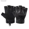 Tactical Gloves Combat Breathable Fingerless Rubber Hard Knuckle Motorcycle YQ240328