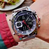 Utrikeshandelsledare 9172 Mens Multi Functional Sports Dual Display Watch Waterproof Night Light Electronic Watch Stor Dial Quartz Watch