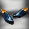 Sapatos de vestido Chue Chegada Homens Masculino Formal Crocodilo Couro Azul Cor Esfregando Fashon