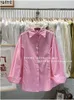 Blusas femininas gola polo amor bordado perfil camisa de mangas compridas 2024 primavera moda francesa blusa temperamento topos