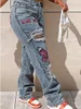 LW Plus Size High-Waist Print Stretchy Jeans Straight Zipper Fly Stretchy Daily Mantel Fi Damenhosen Streetwears K9qc #