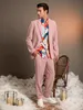 pink Men' s Suit 2 Pieces Blazer Pants Single Breasted Loose Tuxedo Jacket Peaked Lapel Busin Modern Wedding Groom Tailored N7df#