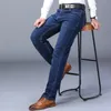 2023 New Men's Stretch Regular Fit Jeans Busin Casual Classic Style Fi Denim Trousers Male Black Blue Pants f1V6#