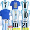 Argentina piłka nożna 22 23 fanów Wersja 22/23 Messis Mac Allister Dybala Gomez Tagliafico Martinez de Paul Maradona Kids Kit Men Men Football Shirt
