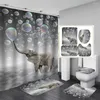 Rideaux de douche coloré bulle éléphant motif rideau ensemble salle de bain couvercle de toilette tapis en forme de U