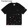 Nouveau 24SS Mens Designer T-shirt Casual Femmes Encre Peinte Splash Graffiti Lettres Lâche À Manches Courtes Col Rond Vêtements Femmes Hommes Lavins Tshirt