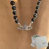 Collana di gioielli firmati Collana di diamanti pieni di diamanti a strato singolo in cristallo nero Collana con colletto a vento scuro punk per uomini e donne171h