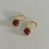 Boucles d'oreilles pendantes WANZHI 2024 Géométrie d'amour rouge pour femmes Deux méthodes de port Accessoires de bijoux polyvalents élégants et à la mode
