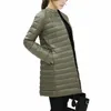 woman Spring Padded Warm Coat Ultra Light Duck Down Jacket Lg Female Overcoat Slim Solid Jackets Winter Coat Portable Parkas h9aY#