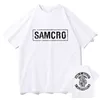 Ss van Anarchy SAMCRO Dubbelzijdig Print Tshirt Mannen Womnen Fi Hip Hop Rock Tees Korte Mouw Zomer Cott T shirts Tops D9Mq #