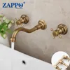 Rubinetti per lavandino del bagno ZAPPO Miscelatore per lavabo in ottone massiccio Rubinetto da cucina antico Doppi manici 3 fori Pz