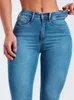 Kvinnor hög midja stretch mager höfter wrap jeans lady slim fit classic n ben denim blyertsbyxor y2k high street byxor j9lq#