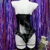 punk Black Sailor Girls Cosplay Bunny Jumpsuit Ruffle Lingerie Bodysuit Faux Leather Rabbit Woman Maid Halen Set K4Az#