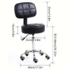 Black Round Rolling Stool Back PU Leather Height Adjustable Swivel Drafting Work SPA Salon Stools Chair with Wheels