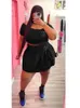 zjfzml ZZ Plus Size Roupas Femininas 2 Duas Peças Dr Ternos Carta B Imprimir Manga Curta Tops e Saias Plissadas de Cintura Alta 91lG #