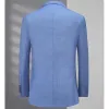 Fi Peak Revers Double Boutonnage Mâle Blazer Bleu Haute Qualité Manteau Casual Busin Quotidien Costume De Mariage Slim Fit Veste 2024 R36O #