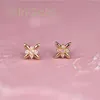 Goldtutu 14K Oreno in oro solido per donne Crystal Dainty Simple Women Earring Orenatura Minimal Bride Wedding Regalo KJ151 240313