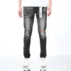 Purple dżinsy Mężczyźni dżinsowe Designerowie Jean High Street Blue Denim Slim Fit Graffiti Wzór męski sukienka Purple for Men Black Pants 932588952