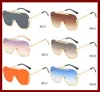 New Oversized Shield Sunglasses Big Frame Alloy One Piece Sexy Cool Sun Glasses Women Gold Clear Eyewear Gradient Shades 6 colors