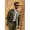 Army Green garnitury dla mężczyzn Fi Peak Lapel Dwułożynowe 2 -częściowe Busin Casual Office Blazer Sets