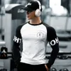 men Bodybuilding Lg Sleeve Shirt Male Casual Fi Skinny T-Shirt Gym Fitn Workout Tees Tops Running Quick Dry Clothing Z5dJ#