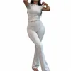 y2k Women's 2 Piece Lounge Sets Fold-over Flare Pants Set Lg Sleeve Cropped Top Casual Outfits Pajamas Set Slim Fit Match Suit 69rK#