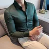 8 färger högkvalitativa män dr -skjorta 2022 Autumn LG Sleeve Solid Cceealed Packet Shirts Men Busin Slim Fit Social Shirt B5ie#