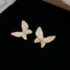 Stud Earrings Dripped Oil Zircon Butterfly For Women Light Luxury Temperament Sweet Fashion Jewelry