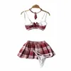 Student Sexig Ecoliere L Lingerie Sexig Student Uniform Porno School Uniform Erotic Plaid Nathis Top+kjol Set N4S0#