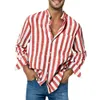 Camisa masculina plus size manga lg solta de alta elasticidade casual dr-up listra impressão camisas listradas casual linho fivela top d409 #