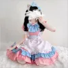 new Super Cute Pink Blue Maid Dr Cosplay Daily Cute Ladies Tower Dr for Girls c82J#