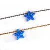 Link Bracelets Blue White Pink Star Bracelet 925 Sterling Silver Chain Synthetic Opal Jewelry For Unisex