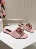 Luxury designer Leather Sandal Women's Bianca Pink Raffia Slip On Slippers Shoes Best Quality With Box