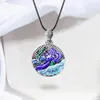 Pendentifs 925 argent Art Style Vintage émail coloré circulaire pendentif élégant romantique violet fleur de Lotus collier pour femmes bijoux