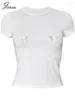 Camisetas para mujer Joskaa moda 3D mariposa decorar camiseta blanca mujer Casual cuello redondo manga corta Slim Tops 2024 verano camisetas femeninas