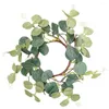 Couronne de fleurs décoratives d'eucalyptus, anneau artificiel, petit support de verdure, feuilles de plantes pour Table, fausse feuille de mariage