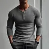 men Lg Sleeve Shirt Fitn Muscle Shirt Solid Color V-neck Lg Sleeve Men's Fitn Shirt Breathable Top for Spring Autumn Y8aN#
