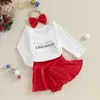 衣類のセット女の赤ちゃんの女の子の服の服装レタープリント長袖ロンパーズソリッドカラーベルベットパンツカートヘッドバンド3PCSクリスマス服セット