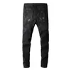 Jeans pour hommes Trendamiri Jeans noirs de haute rue européens et américains pour hommes portant des leggings à patch déchiré élastique pantalons décontractés pour hommes J240328