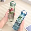 Vattenflaskor 500 ml transparent plastflaska med silikonhandtag för skolflickan Portable Sports Outdoor Cup Gift