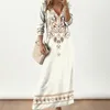 Casual Dresses Women Dress Bohemian Maxi With Ethnic Print V Neck Longeepes Women's Spring Fashion för ett snyggt bekvämt utseende