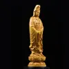 Sculptures Wood Carving Guanyin Buddha Decorative Figures Statue Chinese Feng Shui Buddha Home Living Room Office StatueFree Delivery