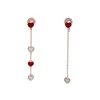 Boucles d'oreilles pendantes mode coréenne 925 aiguille en argent asymétrique Long gland amour pour les femmes élégant frais bijoux de fête de mariage