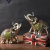 Esculturas de resina elefante mesa decoração antigo sorte feng shui elefante estátua escultura riqueza estatueta presente aniversário decoração para casa