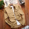Dr Cargo Shirt Men 2024 Brand New Regular Fit Lg Sleeve Butt Down Shirt Solid Color Turn-neck Plus Size Work Cargo Shirt o9Ad #