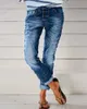 Jeans da donna con bottoni e tasca con patta, dettagli jeans lavati, moda chic, estate, nuovo stile, aderente, casual, denim, quotidiano, donna, lungo 24328
