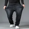 Jeans neri oversize 10XL Pantaloni larghi a vita alta da uomo di grandi dimensioni Marito più pantaloni maschili blu denim 240311