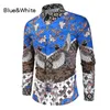 Nieuwe Luxe Royal Shirt Mannen Casual Slim Fit Lg Mouw Mannen Paisley Print Shirt Camisa Sociale Prom Party Shirt cool Populaire Tops i0Ub #