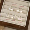 Orecchini a bottone ASHIQI perla d'acqua dolce naturale con fibbia a spirale in argento sterling 925 per donna stile coreano