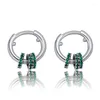 Boucles d'oreilles créoles Hip Hop colorées en pierre CZ pavée de 3 cercles pour hommes et femmes, bijoux unisexes à la mode, 1 paire